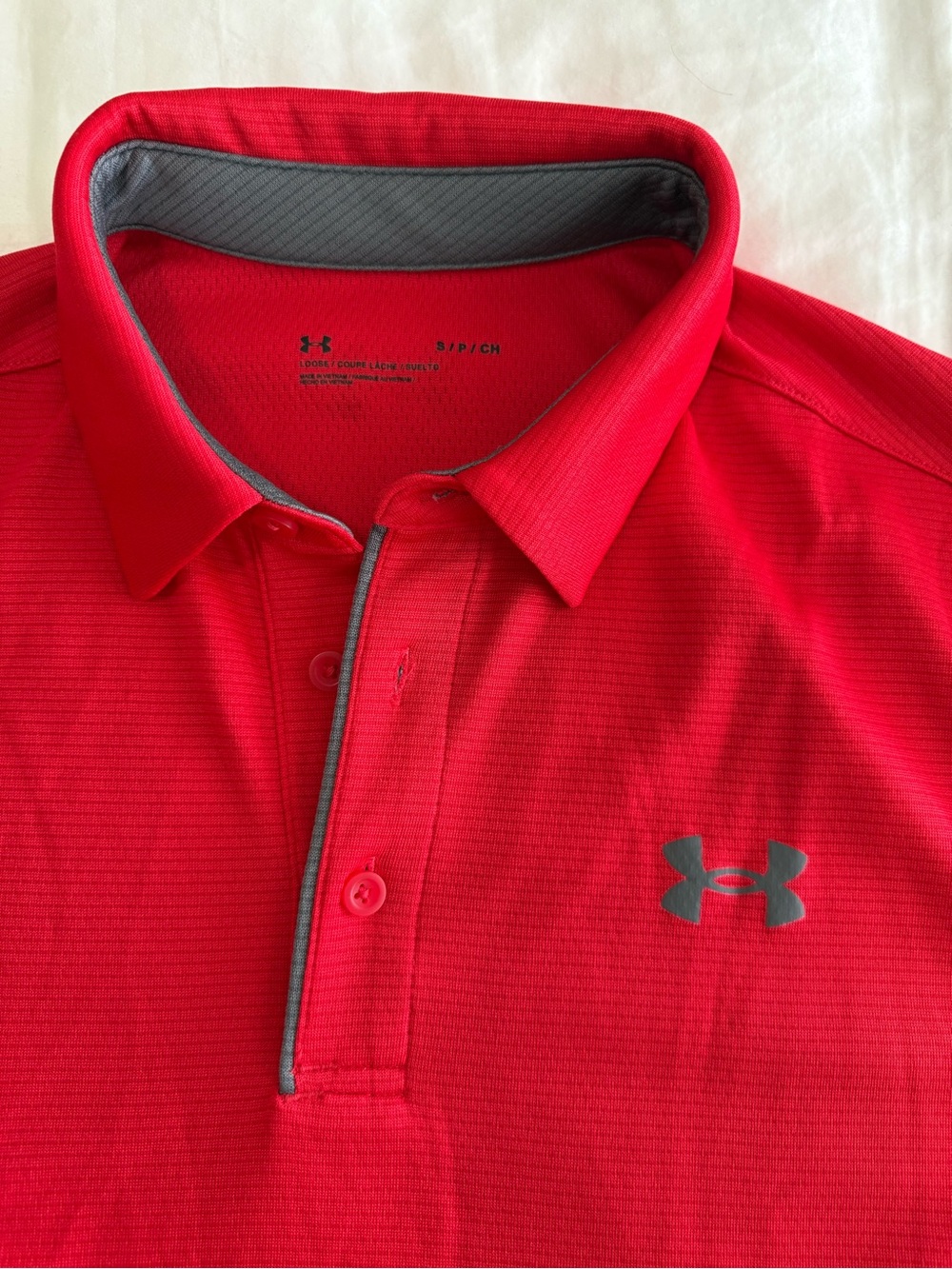 Under Armour Red Polo with Gray Contrast Trim